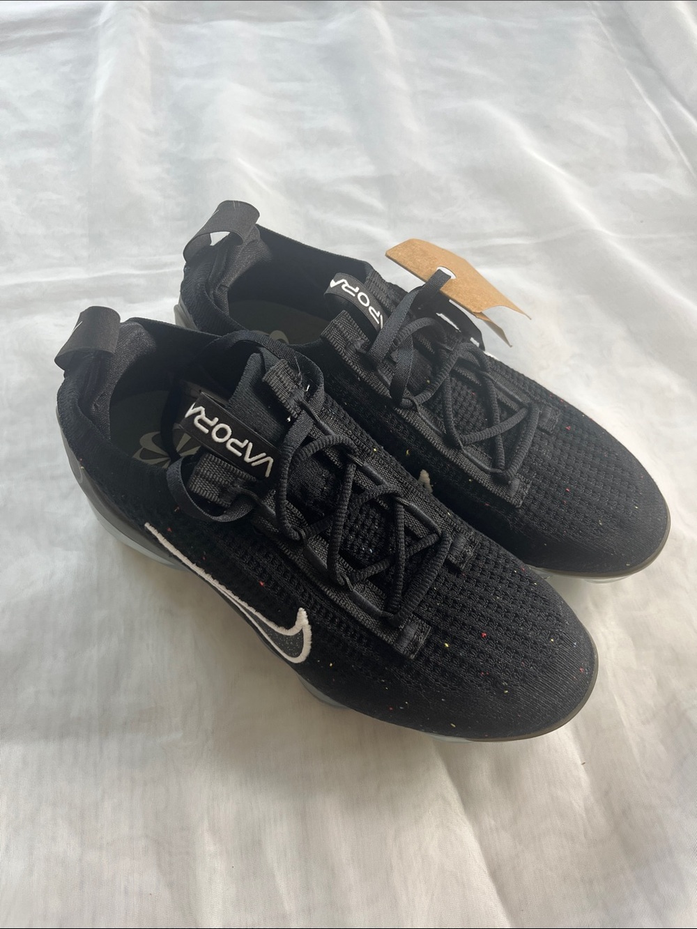 Nike Black VaporMax Flyknit Sneakers with White Swoosh
